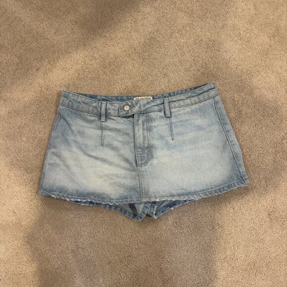 Free People Dresses & Skirts - Free People We the Free Gallivanting Peekaboo Denim Skort/Skirt